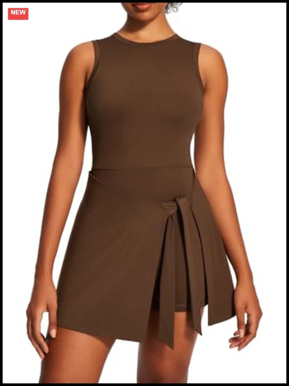 Athletic Tennis Dress with Built-in Bra Shorts Side Slit U-Shaped Summer